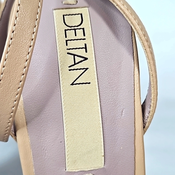 DELTAN Tan Leather Strappy Sandals/Heels Size 10M - Picture 3 of 7
